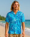 Resort Moonlight Scenic Rayon Aloha Shirt Light Sky Blue