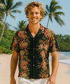 Short Sleeves Pineapple Hawaiian Aloha Shirt Black