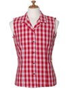Red Palaka Women Sleeveless Shirt Women Shirts