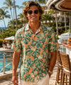 Short Sleeves Hawaiian Resort Cotton Men's Shirt Orange