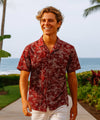 Hawaii Men's Relax Fit Rayon Aloha Shirt Burgundy