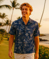 Hawaii Men's Relax Fit Rayon Aloha Shirt Navy Blue