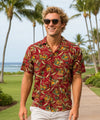 Cool Resort Rayon Men's Aloha Shirt Burgundy