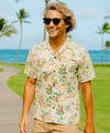 Cool Resort Rayon Men's Aloha Shirt Cream