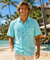 Resort Cotton Pineapples Dude Hawaiian Shirt Aqua