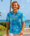 Short Sleeves Island Reef Aloha Rayon Shirt Blue