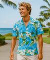 Makiki Forest Hawaiian Rayon Shirt Sky Blue