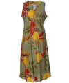 Retro Pineapples Rayon Midi Knee Length Dress
