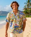 Route 66 Short Sleeves Aloha Cotton Shirt for Men Blue