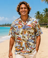 Route 66 Short Sleeves Aloha Cotton Shirt for Men Khaki