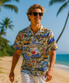 Route 66 Short Sleeves Aloha Cotton Shirt for Men Blue