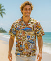 Route 66 Short Sleeves Aloha Cotton Shirt for Men Khaki