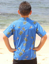 Royal Blue Honu Boys Cotton Aloha Shirt