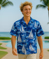 Sailing Cotton Men's Aloha Shirt Navy
