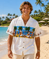 Short Sleeves Santa at the Beach Hawaiian Shirt Navy