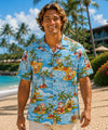 Santa in Hawaii Cotton Men's Shirt Light Sky Blue