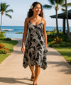 V-Neck Short Pineapple Hawaiian Dress Black