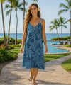 V-Neck Short Pineapple Hawaiian Dress Blue