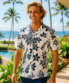 Ukulele Pineapples Cotton Men's Aloha Shirt White