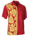 Prince Kuhio Gold Leaf Rayon Side Panel Aloha Shirt