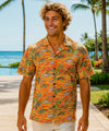 Ocean Life Open Collar Hawaiian Shirt Orange