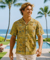 Monstera Short Sleeves Men's Hawaiian Shirt Yellow