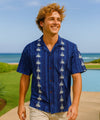 Palms Cotton Hawaiian Shirt for Men Navy