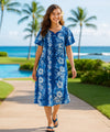 Sweetheart Neckline Short Muumuu Hawaiian Dress Royal Blue