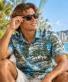 Short sleeves crocodile Aloha shirt in turquoise color