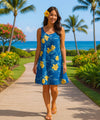 Hiolani Short Blue Hawaiian Dress Navy Blue