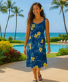 Hiolani Short Blue Hawaiian Dress Navy Blue