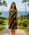 Makaio Short Scoop Neck Hawaiian Dress Black