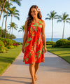 Makaio Short Scoop Neck Hawaiian Dress Red