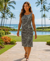 Banana Leaves Short Hawaiian Dress Charcoal