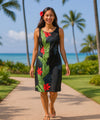 Orchid Panel Short Hawaiian Dress Black
