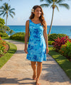 A-Line Short Cotton Hawaiian Dress Light Sky Blue