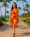 A-Line Short Cotton Hawaiian Dress Orange