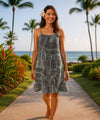 Short Adjustable Hawaiian Dress w/Ruffle Hem Charcoal