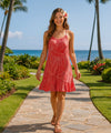 Short Adjustable Hawaiian Dress w/Ruffle Hem Red