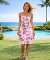 Flamingos Smock Tube-Top Short Hawaiian Dress
