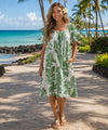 Poly Cotton Hibiscus Pull Over Muumuu Dress Green Short Muumuu Dress