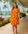 Petal Sleeves Short Hibiscus Muu Muu Dress Orange