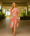 Kula Hibiscus Hawaiian Muumuu Dress Coral