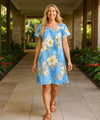 Kula Hibiscus Hawaiian Muumuu Dress Light Sky Blue