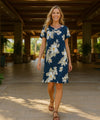 Kula Hibiscus Hawaiian Muumuu Dress Navy