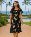 Makani Short Muumuu Hawaiian Dress Black