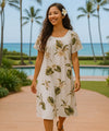 Makani Short Muumuu Hawaiian Dress White