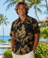 Short Sleeves Dragon Button-Up Dress Aloha Shirt Black Button-Up Dress Shirt