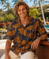Short Sleeves Men's Cotton Palms Island Shirt Black