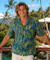 Short Sleeves Men's Cotton Palms Island Shirt Jade